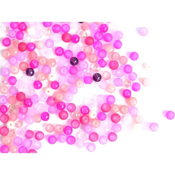 20 g de perles rondes en verre 4 mm - tons roses
