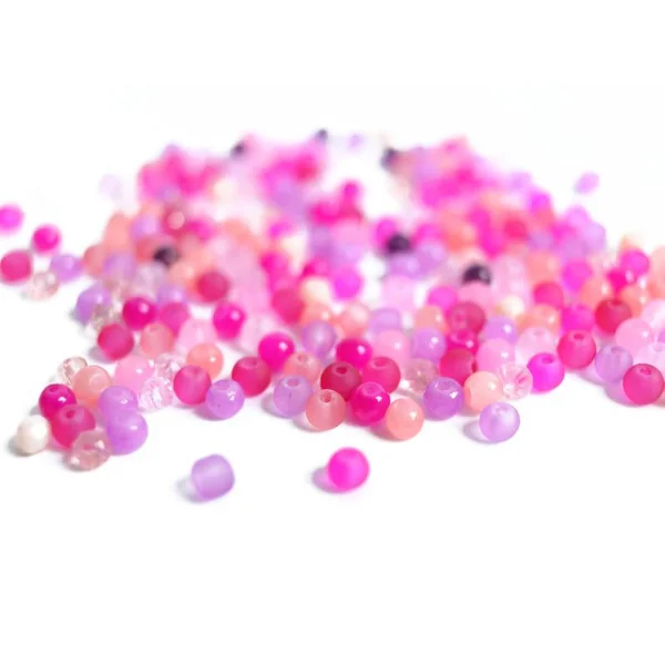 20 g de perles rondes en verre 4 mm - tons roses