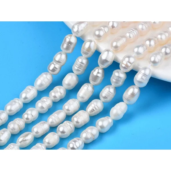20 perles de culture forme grain de riz - 10 mm env