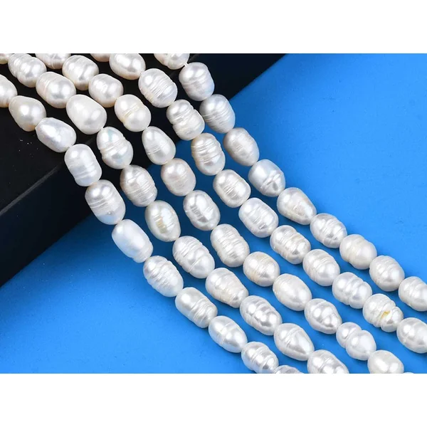20 perles de culture forme grain de riz - 10 mm env