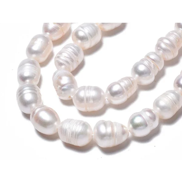 20 perles de culture forme grain de riz - 10 mm env