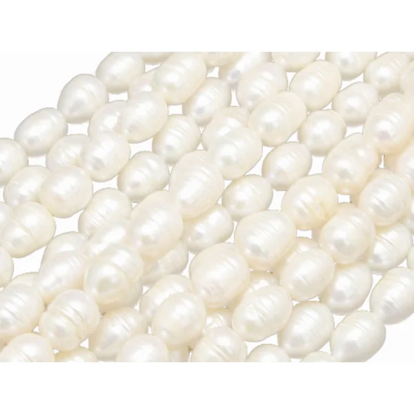 20 perles de culture forme grain de riz - 9 mm environ