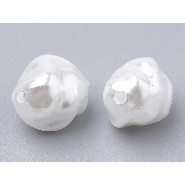 20 perles en plastique imitation perles de culture - forme irrégulière - 10 x 8,5 mm