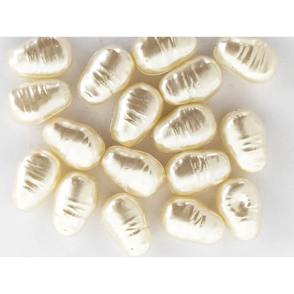 20 perles en plastique imitation perles de culture - forme irrégulière - 15 x 11 mm