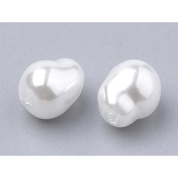 20 perles en plastique imitation perles de culture - rond plat texturé - 8 x 3 mm