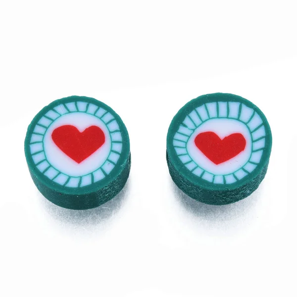 20 perles en pâte polymère - Cœur pop - 10 mm