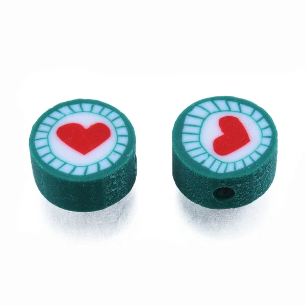 20 perles en pâte polymère - Cœur pop - 10 mm