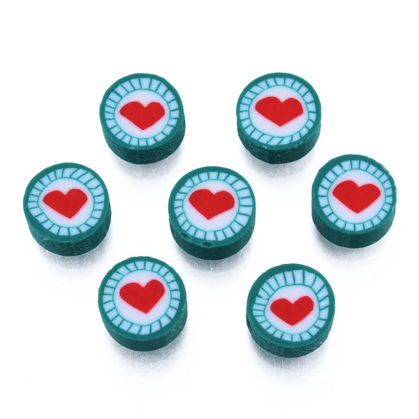 20 perles en pâte polymère - Cœur pop - 10 mm