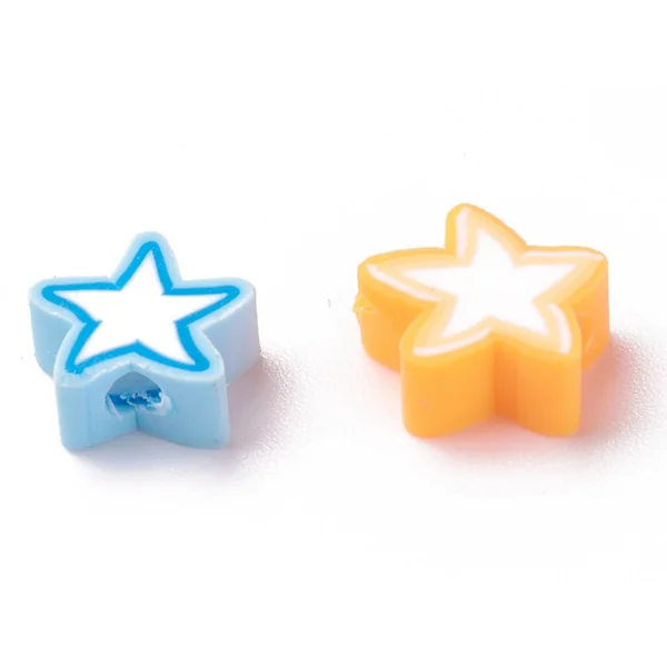 20 perles en pâte polymère - étoiles - multicolore
