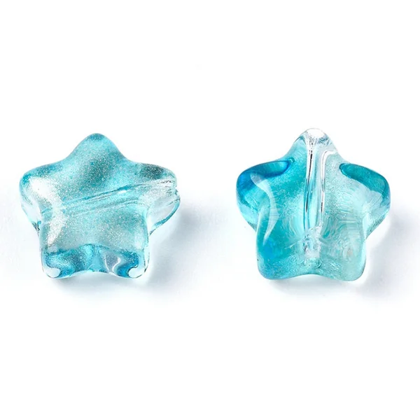 20 perles en verre - étoile couleur variées - 8 mm