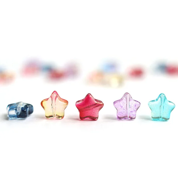 20 perles en verre - étoile couleur variées - 8 mm