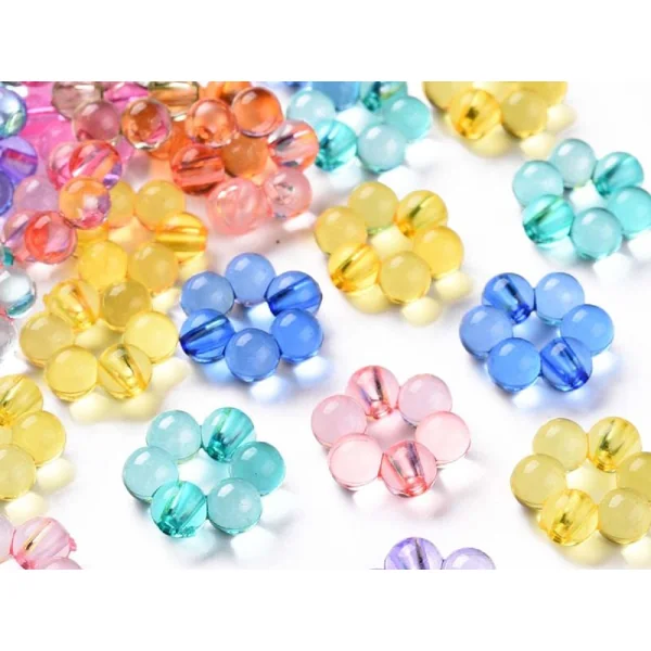 20 perles fleurs boules transparentes - Multicolore