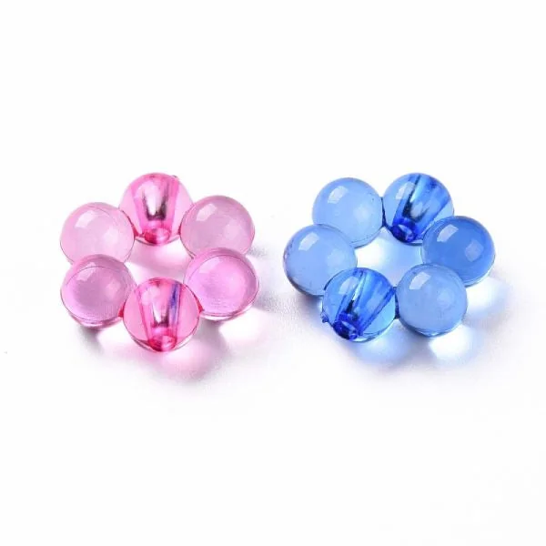 20 perles fleurs boules transparentes - Multicolore