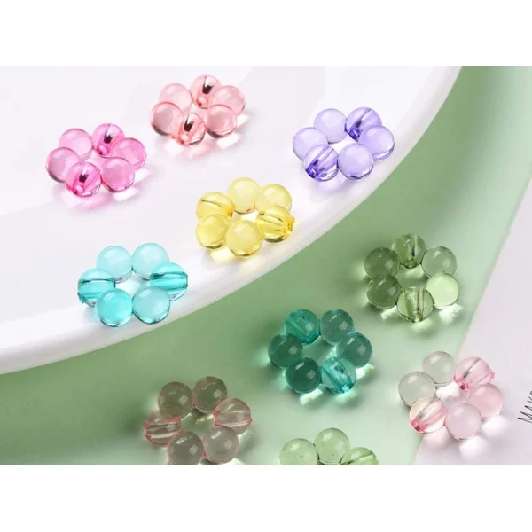 20 perles fleurs boules transparentes - Multicolore