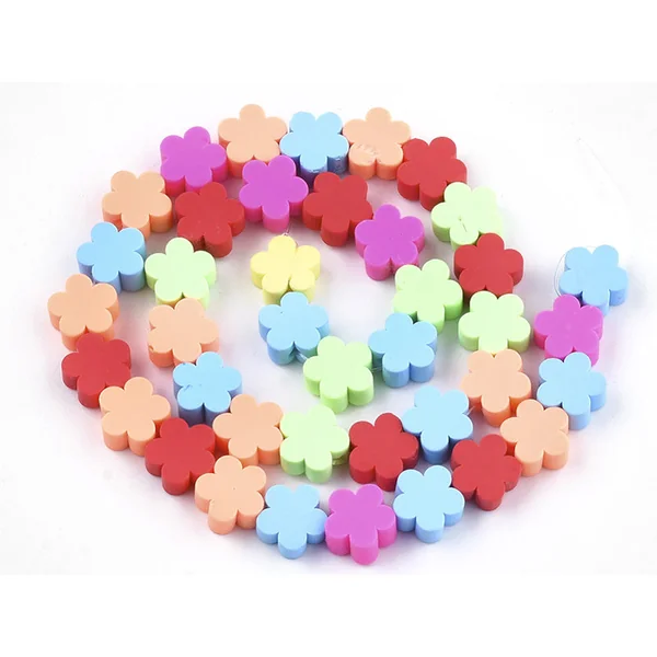 20 perles fleurs en pâte polymère - multicolore - 9 mm