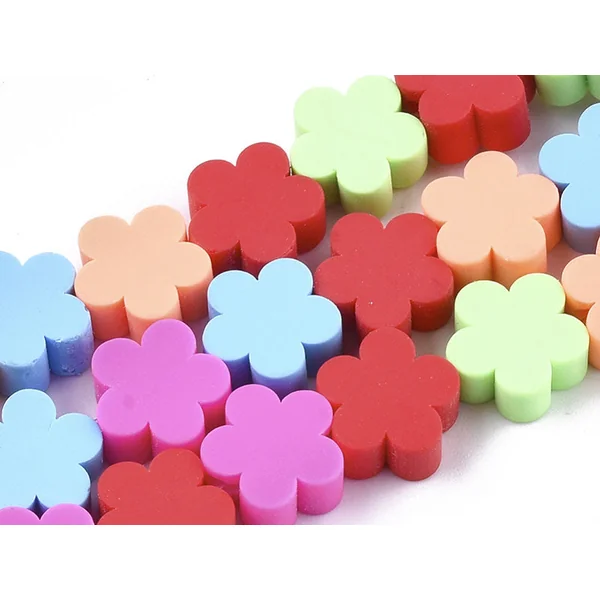 20 perles fleurs en pâte polymère - multicolore - 9 mm