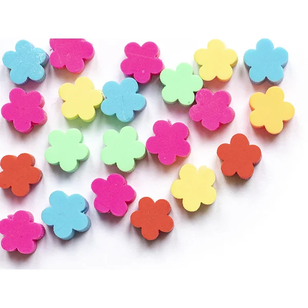 20 perles fleurs en pâte polymère - multicolore - 9 mm