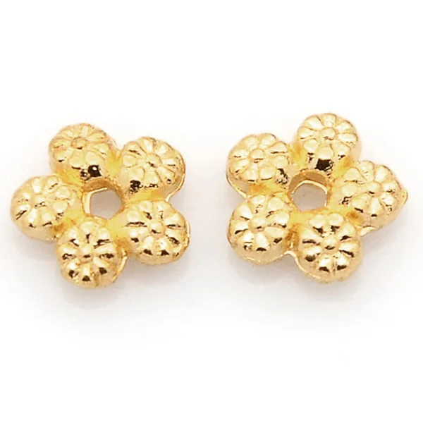 20 perles fleurs intercalaires plates et dorées - 7 mm