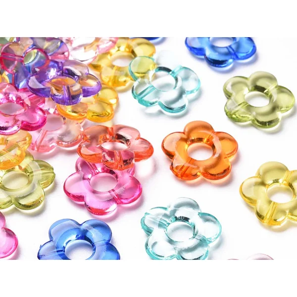 20 perles fleurs transparentes - Multicolore