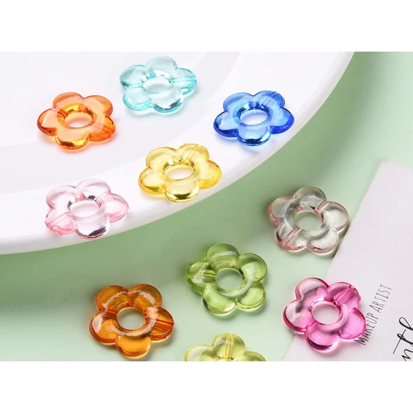 20 perles fleurs transparentes - Multicolore