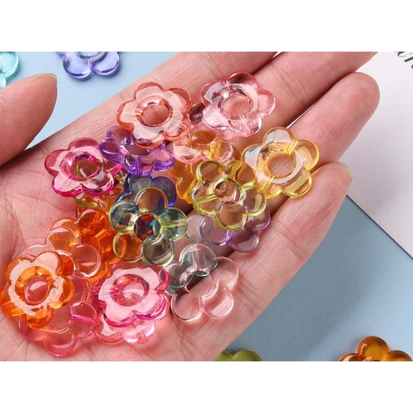 20 perles fleurs transparentes - Multicolore