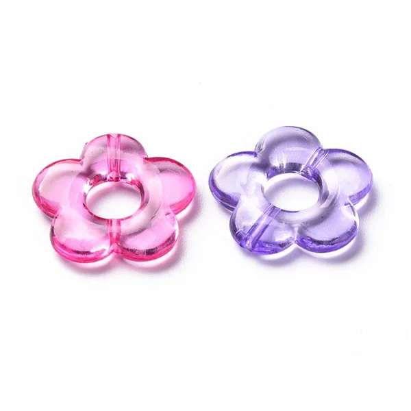 20 perles fleurs transparentes - Multicolore