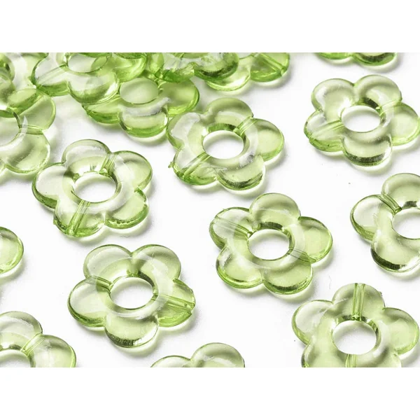 20 perles fleurs transparentes - Vert
