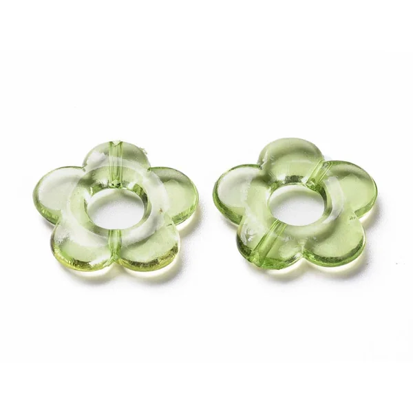 20 perles fleurs transparentes - Vert