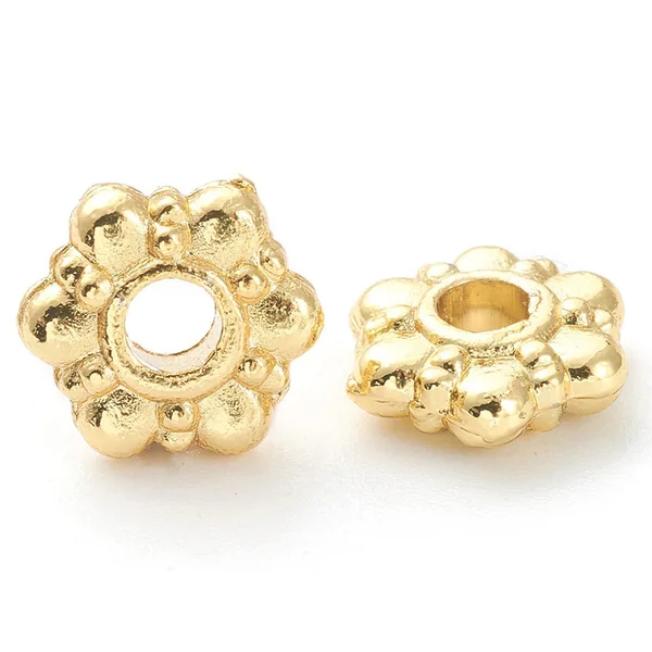 20 perles intercalaires en forme de fleurs - Doré à l'or fin 18 K - 7,5 mm