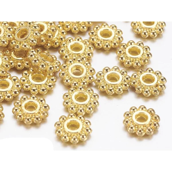20 perles intercalaires à petites boules dorées - 6,5 mm