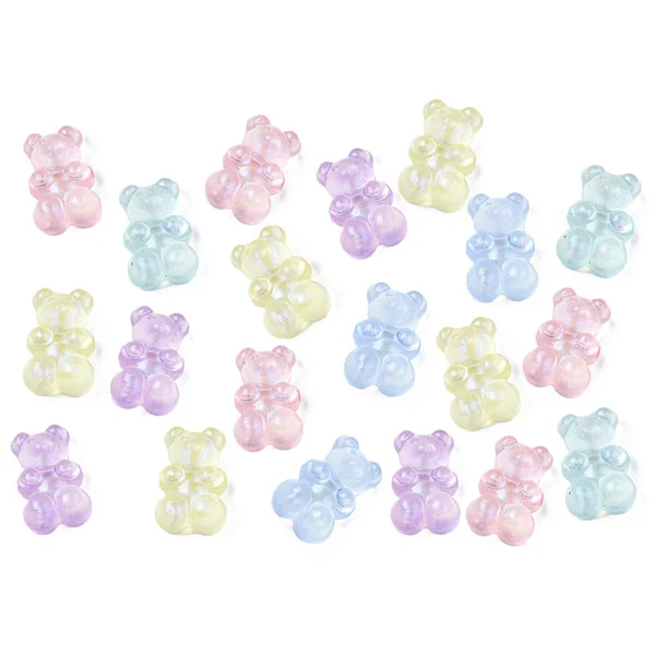 20 perles nounours/ourson acryliques - couleurs variées - 18 x 12 mm