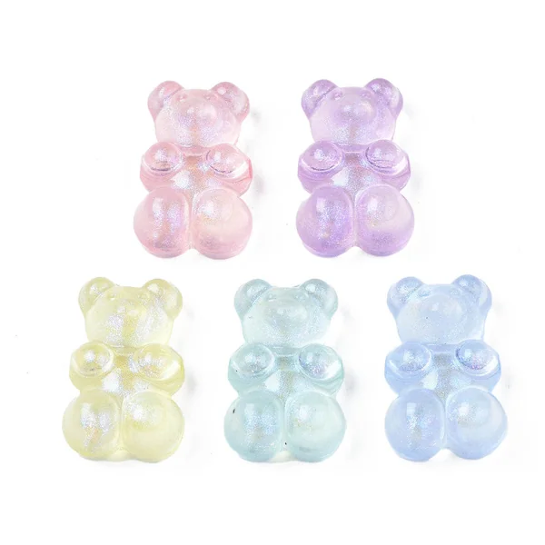 20 perles nounours/ourson acryliques - couleurs variées - 18 x 12 mm