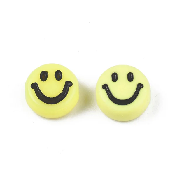 20 perles sourire en acrylique opaque - Jaune