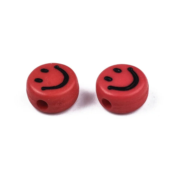 20 perles sourire en acrylique opaque - Multicolore