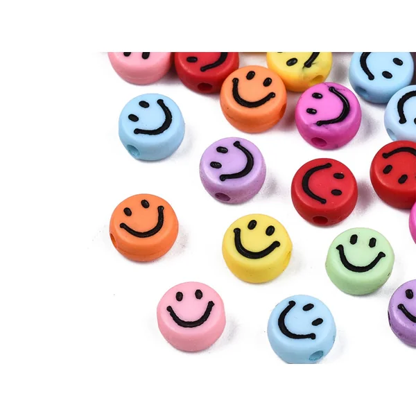 20 perles sourire en acrylique opaque - Multicolore