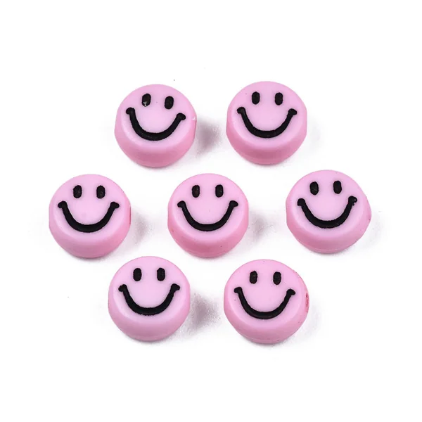 20 perles sourire en acrylique opaque - Rose