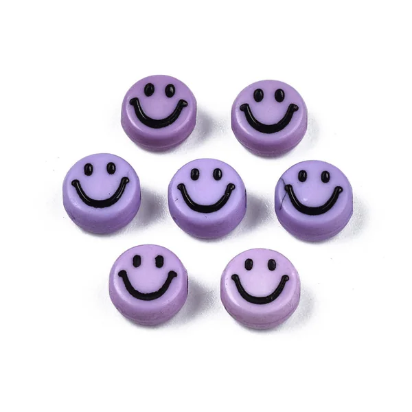 20 perles sourire en acrylique opaque - Violet