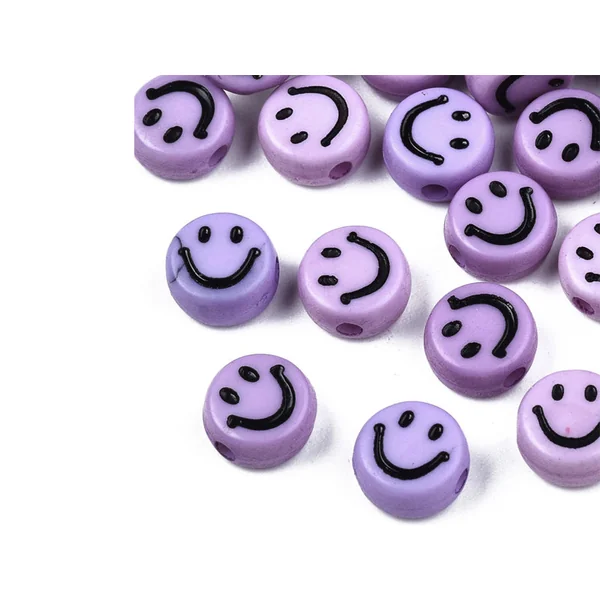 20 perles sourire en acrylique opaque - Violet