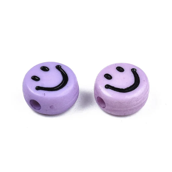 20 perles sourire en acrylique opaque - Violet