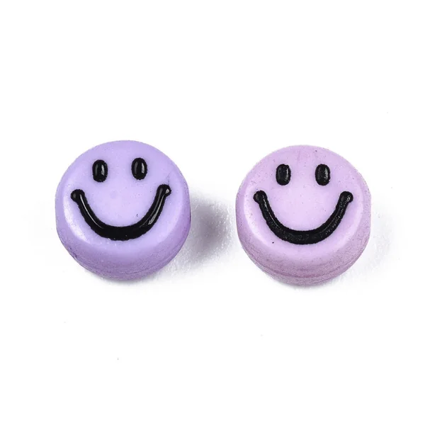 20 perles sourire en acrylique opaque - Violet