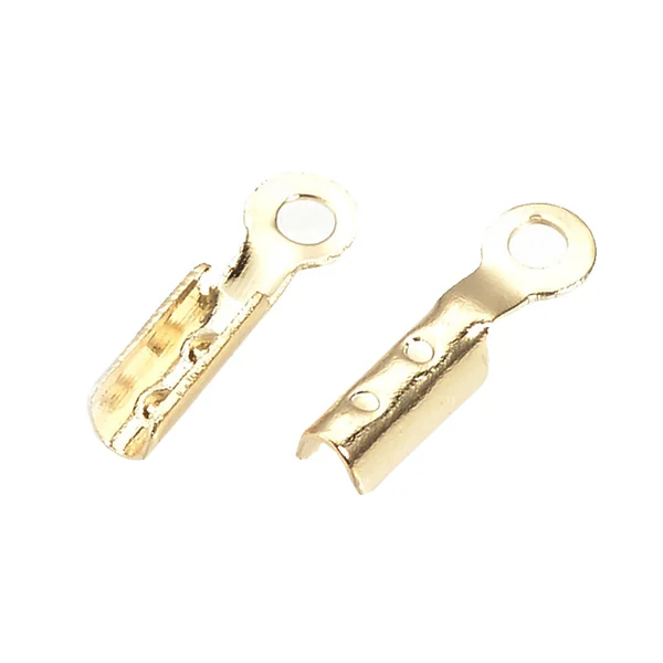 20 serre fil / embouts pour cordon - doré à l'or fin 18k - 7,5 x 2 x 1,5 mm