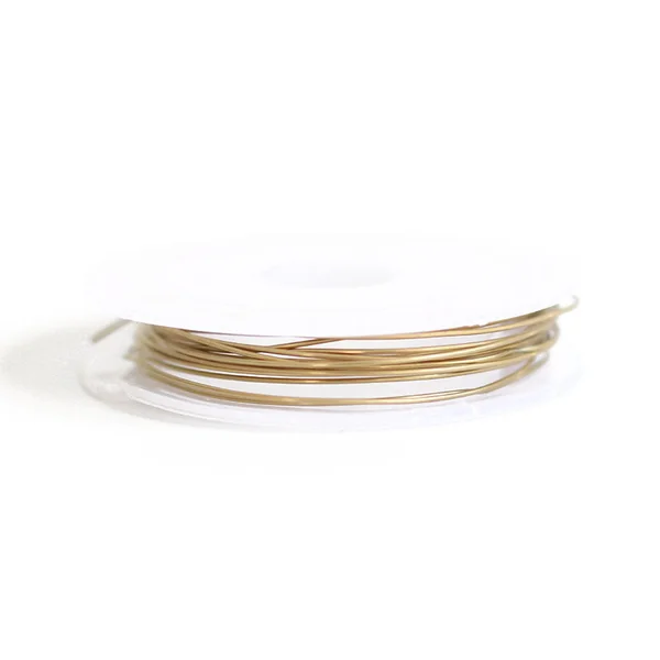 2 m de fil de laiton fin - Doré à l’or fin 18K - 0,6 mm