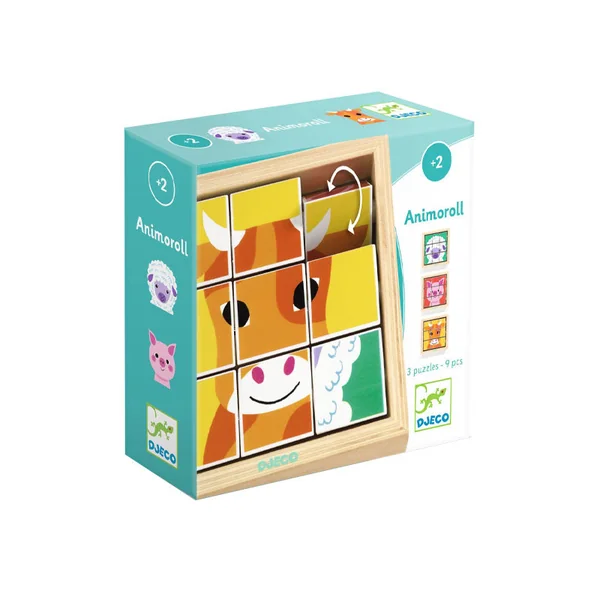 3 puzzles en bois - Animoroll - 9 pièces