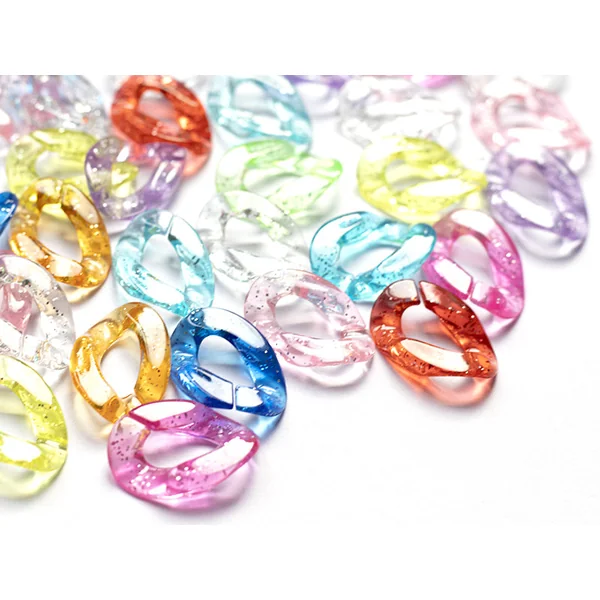 50 grands maillons en plastique 30 x 21 mm - à connecter pour création de chaîne - multicolore pailleté