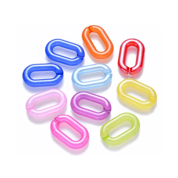 50 grands maillons en plastique 31 x 19 mm - à connecter pour création de chaîne - mix multicolore transclucide