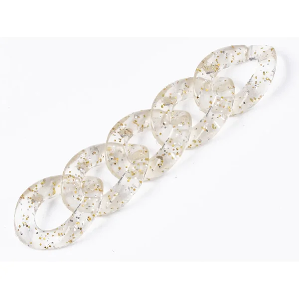 50 maillons en plastique 23 x 16 mm - à connecter pour création de chaîne - transparent à paillettes