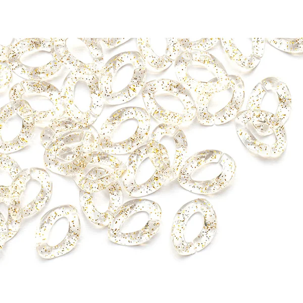 50 maillons en plastique 23 x 16 mm - à connecter pour création de chaîne - transparent à paillettes