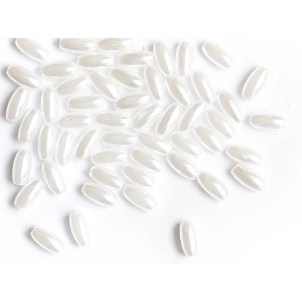 50 perles en plastique - forme riz - imitation perle de culture - 8x4 mm