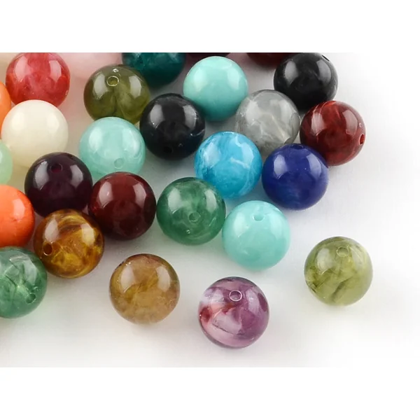 50 perles en plastique imitation pierres naturelles - multicolore - 8 mm