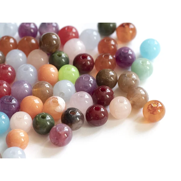 50 perles en plastique imitation pierres naturelles - multicolore - 8 mm